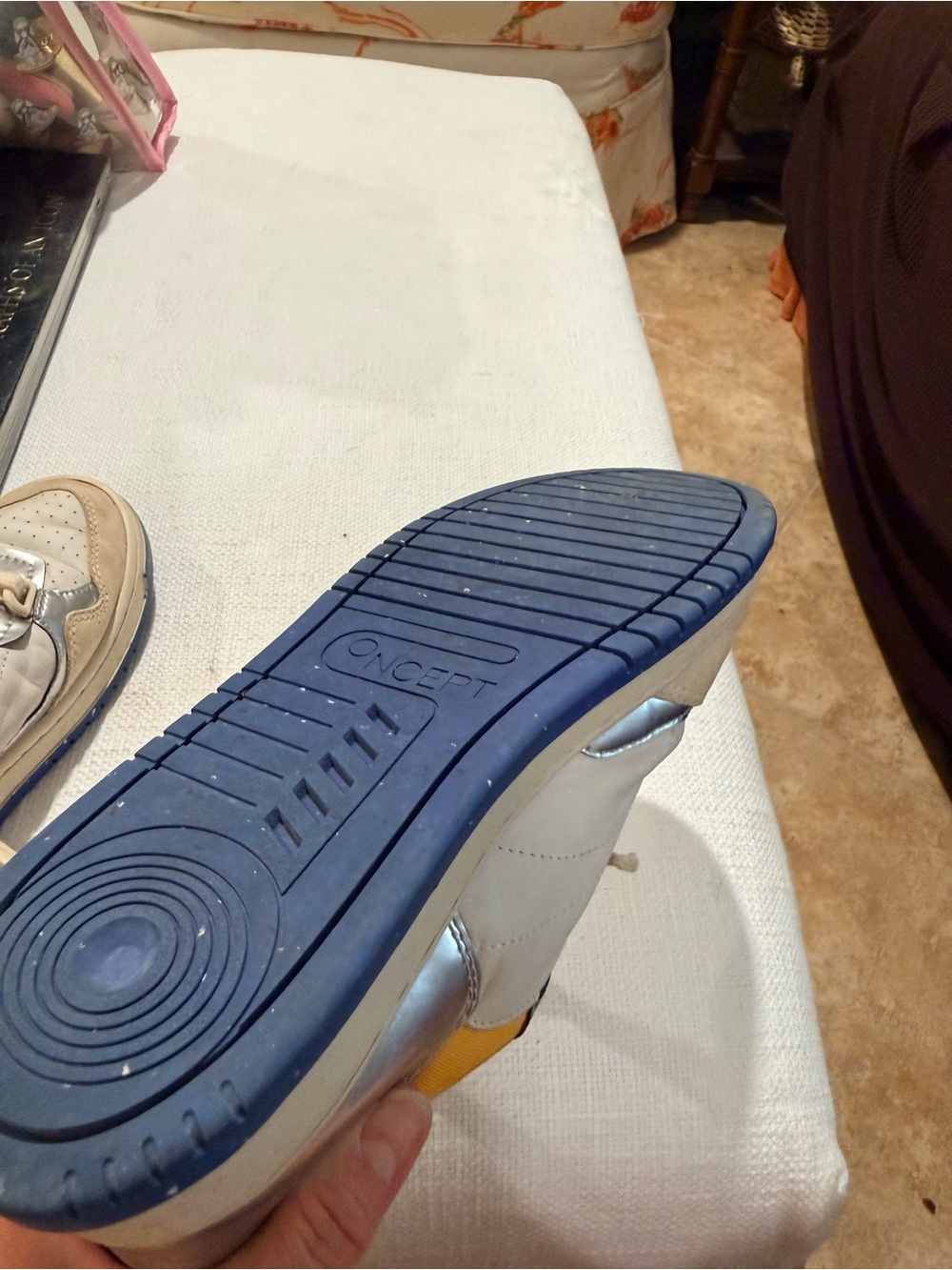 ONCEPT Phoenix Silver Flash Leather Sneakers - White/Silver/Blue - Picture 8 of 13
